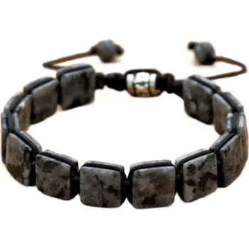 Náramek Labradorit náramek pletený přírodní kámen, rozměr 10 x 10 x 5 mm / 18,5 cm, posuvné zapínání, kámen splněných přání