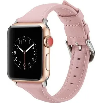 Řemínek na hodinky Stylový kožený řemínek pro Apple Watch 42mm / 41mm / 40mm / 38mm - růžový