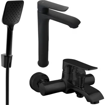 Vodovodní baterie Mexen Pecos R62 koupelnová sada, černá - 72713R62-70 Bateriové soupravy