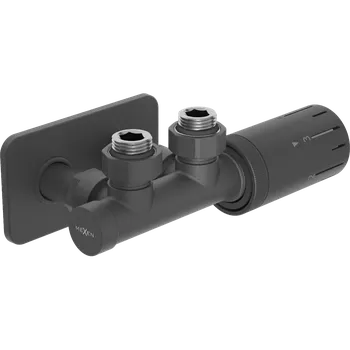 Radiátor Mexen G05 termostatická sada úhlová s krytkou S, Duplex, DN50, antracit - W907-958-910-66 Připojovací sady