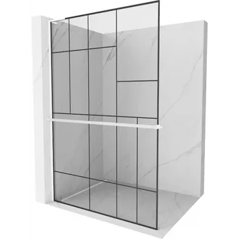 Mexen Kioto+ L sprchová stěna s policí Walk-in 70 x 200 cm, černý vzor, bílá - 800-070-123-20-78 Sprchové stěny