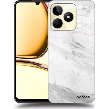 Pouzdro na mobilní telefon Picasee silikonový černý obal pro Realme C53 - White marble