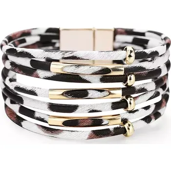 Náramek Sedmiřadý náramek Animal Leopard Bílý