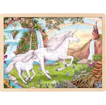 Puzzle Goki na desce Velké A3 Jednorožci 48 dílků