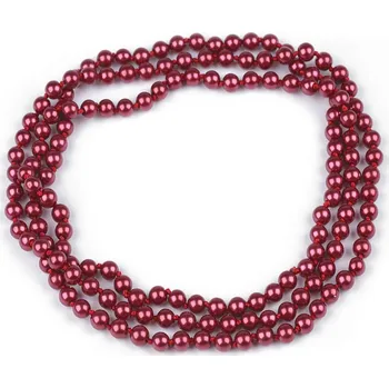 Náhrdelník Perlový náhrdelník dlouhý, retro, barva 3 (Ø8 mm) bordó sv.