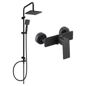 Sprchový set Mexen Tord nástěnná sprchová sada s dešťovou sprchou a sprchovou baterií Alexa, černá - 71240200-70 Nástěnné sprchové systémy