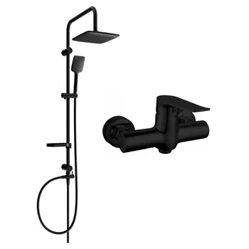 Sprchový set Mexen Sven nástěnná sprchová sada s dešťovou sprchou a sprchovou baterií Pecos, černá - 72740262-70 Nástěnné sprchové systémy