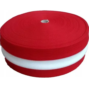 Výstražná páska Vytyčovací textilní páska, 78 mm x 100 m, červeno-bílá