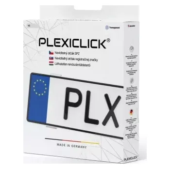 Příslušenství k helmě na motorku Plexiclick V1 Transparent - Průhledný držák SPZ (110 mm)