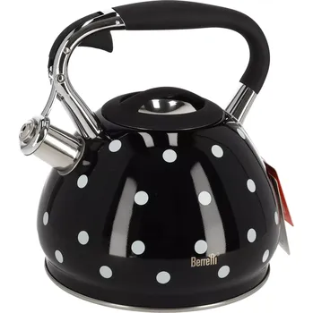 Konvice na čaj Černá konvice s bílými puntíky Berretti Cornelia 3L