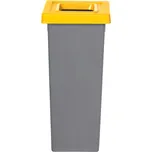 Šedý plastový odpadkový koš FIT-BIN se žlutým víkem, 53 l
