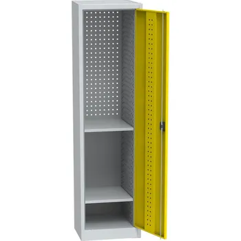 Skříňka na nářadí Univerzální dílenská skříň (505 mm) s DVB perforací, 2 police, žlutá