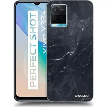 Pouzdro na mobilní telefon Picasee silikonový černý obal pro Vivo Y33s - Black marble