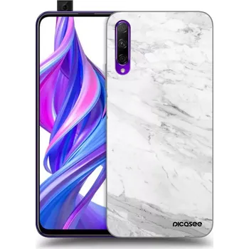 Pouzdro na mobilní telefon Picasee silikonový černý obal pro Honor 9X Pro - White marble