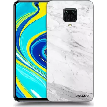 Pouzdro na mobilní telefon Picasee silikonový černý obal pro Xiaomi Redmi Note 9 Pro - White marble