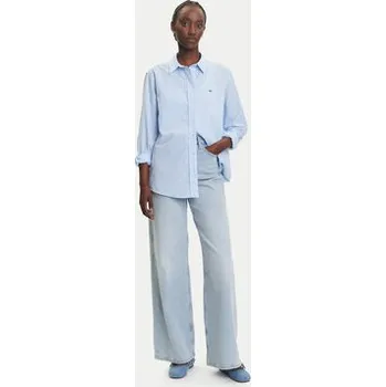 Pánské oblečení Tommy Jeans Košile Micro Gingham DW0DW20987 Modrá Relaxed Fit L