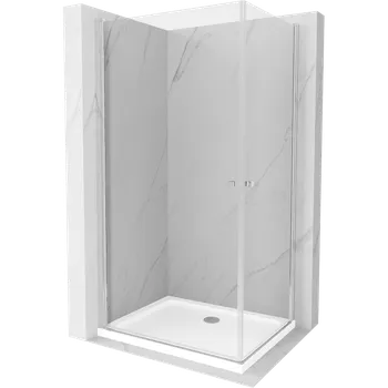 Mexen Pretoria Duo sprchový kout otevírací 90 x 80 cm, transparentní, chrom + vanička Flat - 852-090-080-01-02-4010 Sprchové kouty s vaničkou