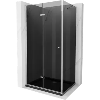 Mexen Lima skládací sprchový kout 100 x 80 cm, grafit, chrom + vanička Flat, černý - 856-100-080-01-40-4070 Sprchové kouty s vaničkou