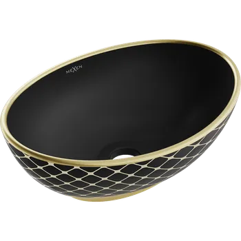 Mexen Elza umyvadlo na desku 40 x 33 cm, černá mat/zlatý vzor mřížka - 21014029 Koupelnové umyvadla