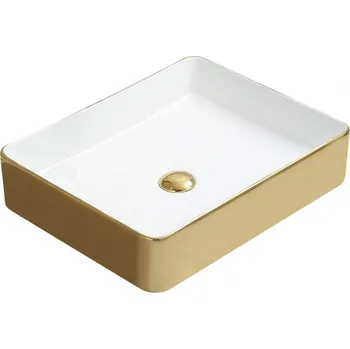 Mexen Estela umyvadlo na desku 50 x 40 cm, bílá/zlatá - 22105053 Koupelnové umyvadla
