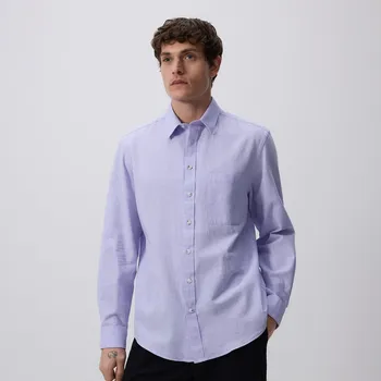 Reserved - Košile ze směsi lnu regular - levandulová - 8458H-04X - 8458H-04X-L