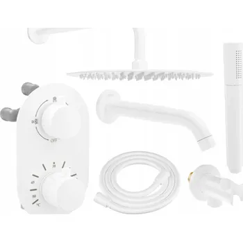 Vodovodní baterie Mexen Kai DR70 podomítkový vanový a sprchový set s dešťovou sprchou 30 cm, bílý - 77602DR70301-20 Podomítkové vanové systémy