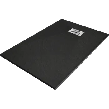 Sprchová vanička Mexen Hugo obdélníkový sprchový kout SMC 130 x 80 cm, černý, kryt Inox - 42708013-X Obdélníkové sprchové vaničky