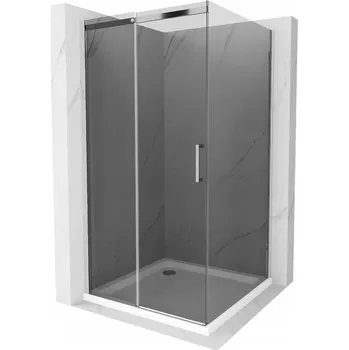 Mexen Omega posuvná sprchová kabina 100 x 100 cm, grafit, chrom + sprchová vanička Flat, bílá - 825-100-100-01-40-4010 Sprchové kouty s vaničkou