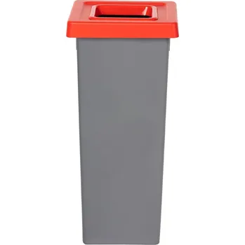 Odpadkový koš Šedý plastový odpadkový koš FIT-BIN s červeným víkem, 53 l