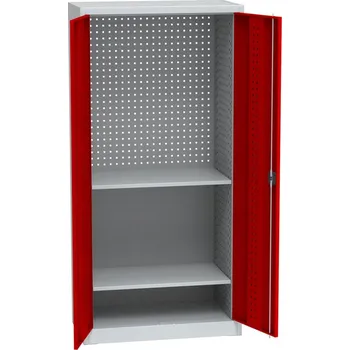 Skříňka na nářadí Univerzální dílenská skříň s DVB perforací, 2 police, červená