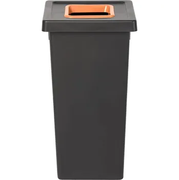 Odpadkový koš Černý plastový odpadkový koš FIT-BIN s hnědým víkem, 75 l