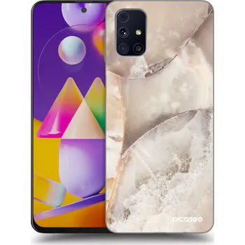 Pouzdro na mobilní telefon Picasee silikonový průhledný obal pro Samsung Galaxy M31s - Cream marble