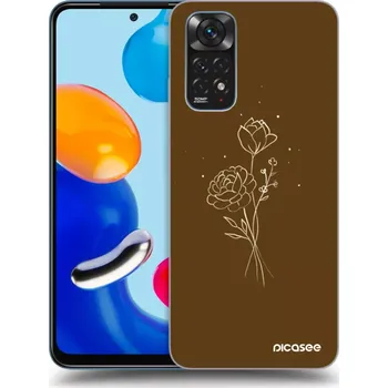 Pouzdro na mobilní telefon Picasee silikonový průhledný obal pro Xiaomi Redmi Note 11 - Brown flowers