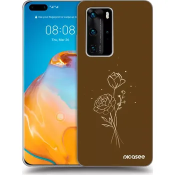 Pouzdro na mobilní telefon Picasee silikonový černý obal pro Huawei P40 Pro - Brown flowers