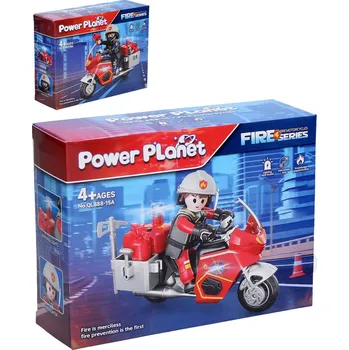 ostatní stavebnice Stavebnice figurka hasič na motorce s doplňky na baterie Světlo 4 druhy | 63294
