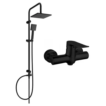 Sprchový set Mexen Tord povrchová sprchová sada s dešťovou sprchou a sprchovou baterií Pecos, černá - 72740200-70 Nástěnné sprchové systémy