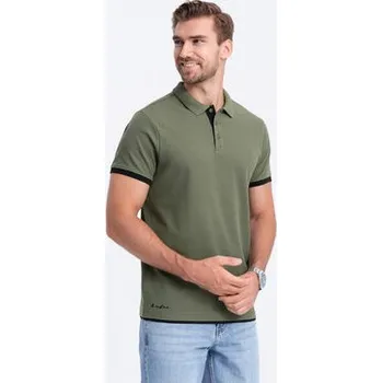 Pánská košile Ombre Polokošile OM-POSS-0113 Zelená Fitting Fit XXL