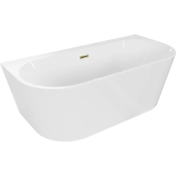 Vana Mexen Oval+ volně stojící vana přisazená 170 x 80 cm, bílá, přepad zlatý - 52681708000-50 Volně stojící vany