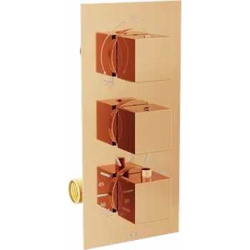 Vodovodní baterie Mexen Cube termostatická baterie vanovo-sprchová 3-výstupová růžové zlato - 77503-60 Vanovo-sprchové baterie