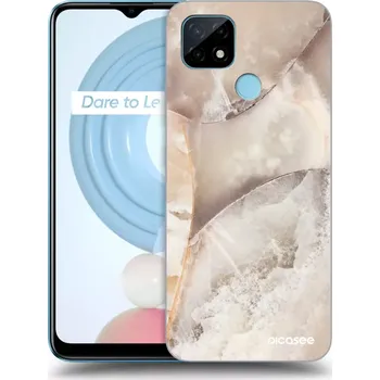 Pouzdro na mobilní telefon Picasee silikonový černý obal pro Realme C21Y - Cream marble