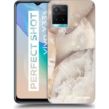 Pouzdro na mobilní telefon Picasee silikonový průhledný obal pro Vivo Y33s - Cream marble