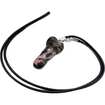Přívěsek Rodonit Penis amulet pro plodnost, přívěsek přírodní kámen ručně broušený 3 cm, velký léčitel srdcí