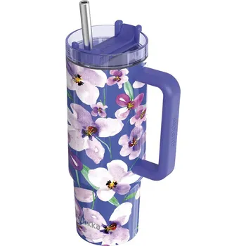 Termohrnek Quokka Nerezový termohrnek s brčkem Stream flower dusk 950 ml TERMO