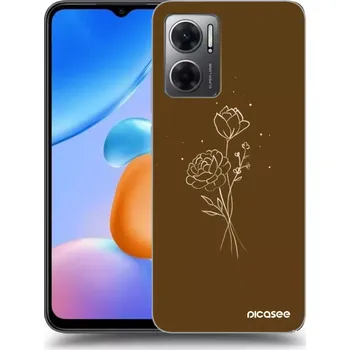 Pouzdro na mobilní telefon Picasee silikonový průhledný obal pro Xiaomi Redmi 10 5G - Brown flowers