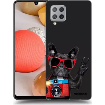Pouzdro na mobilní telefon Picasee silikonový černý obal pro Samsung Galaxy A42 A426B - Francouzský Buldoček