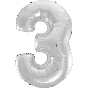 Balónek Godan Balónek fóliový číslice 3 stříbrná 92cm