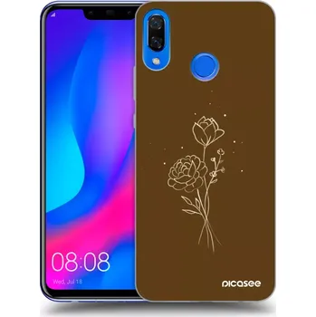Pouzdro na mobilní telefon Picasee silikonový průhledný obal pro Huawei Nova 3 - Brown flowers