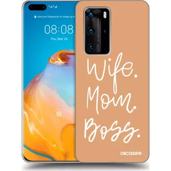 Pouzdro na mobilní telefon Picasee silikonový průhledný obal pro Huawei P40 Pro - Boss Mama