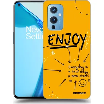 Pouzdro na mobilní telefon Picasee silikonový černý obal pro OnePlus 9 - Enjoy