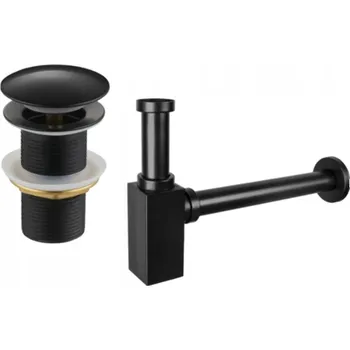 Sifon Mexen polosyfon umyvadlový hranatý s klik-klak uzávěrem, bez přepadu, černý - 7991060-70 Umyvadlové sifóny